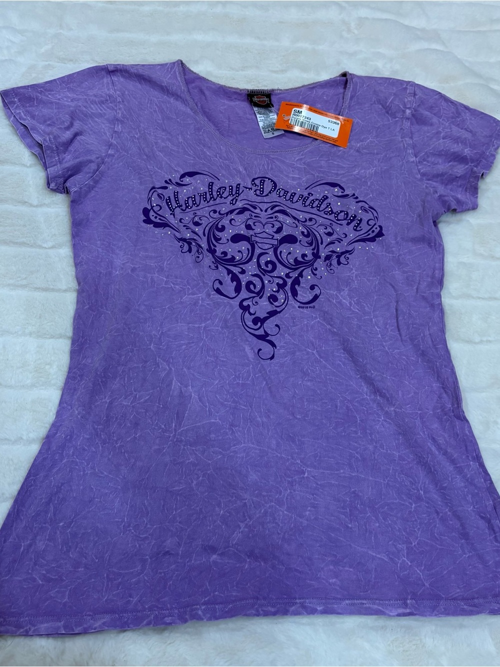 Harley-Davidson Lavender Short Sleeve Tee with Ornate Front Graphic